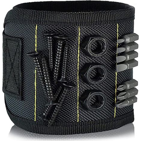Bracciale magnetico per attrezzi e accessori, con magneti, misura regolabile, compatibile con le chiavi. (1/4)