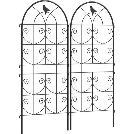 AMXCNOY Ensemble de 2 treillis métalliques antirouille, motif oiseau, pour plantes grimpantes, 50 x 120 cm, espalier pour plantes d'intérieur, treillis pour tomates, fleurs, plantes grimpantes, noir (1/5)