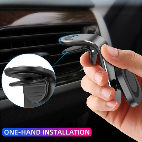 Support téléphonique voiture aimant rotatif 360° pour grille d'aération, support GPS magnétique universel, fixation solide pour smartphone (1/5)