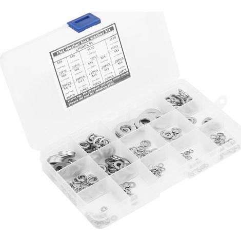 Kit de 260 rondelles élastiques antirouille en acier inoxydable 304 (1/5)