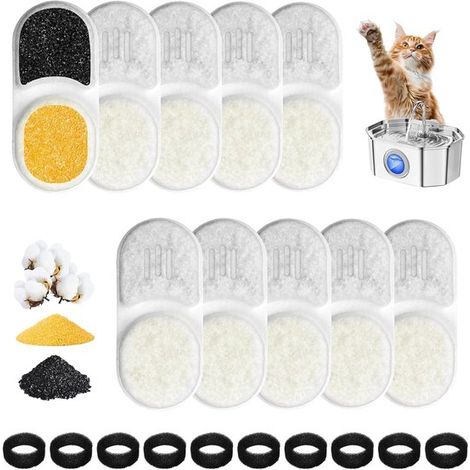 Juego de 10 filtros para bebederos de gatos, aptos para Apauk APFSS, 3201 de 3,2 L, incluye 10 filtros y 10 esponjas (1/5)