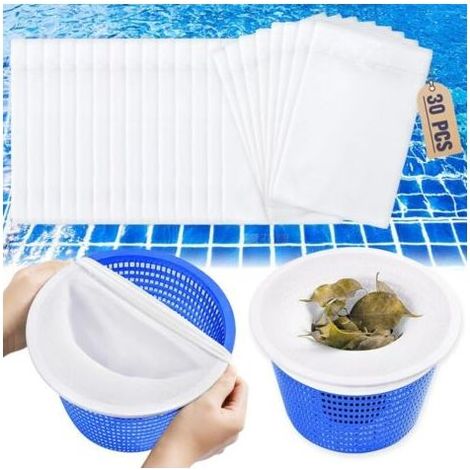 30 Pièces Chaussette Skimmer Piscine, Réutilisable Chaussettes Filtre Piscine, Pool Skimmer Socks, Accessoires de Piscine pour Écumoire (1/4)