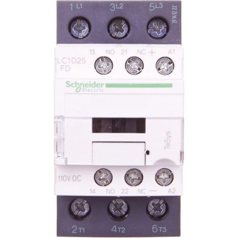 Contacteur de puissance TeSys Deca 25 A triphasé 110 V CC 1 NO 1 NF LC1D25FD