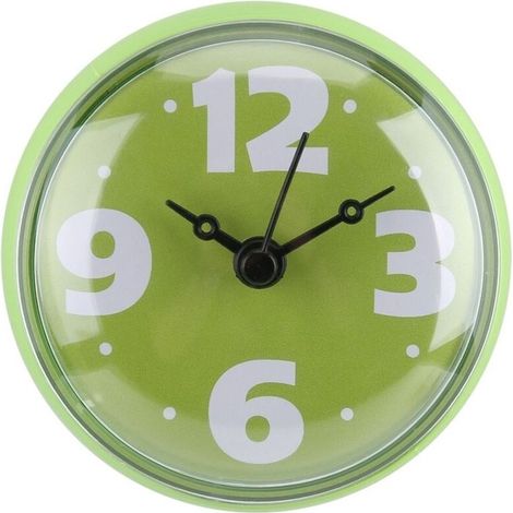 Miroir de fenêtre mural à aspiration étanche, horloge de bain-douche, accessoires de salle de bains, vert