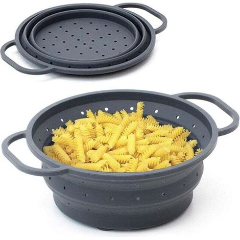 Heat Resistant Collapsible Colander, Diameter 26cm - Collapsible Colander, Retractable, Space Saving, Colander, Steamer Insert for Kitchen and Camping Silicone MUMU (1/4)