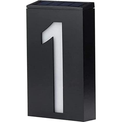 (Number 1)Plaque d'Adresse Solaire LED Extérieure, Panneau Lumineux pour Magasin et Maison, Durée d'Eclairage 6-8 Heures