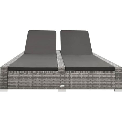 Maison Exclusive - Lettino Prendisole Doppio in Polyrattan Grigio (1/5)
