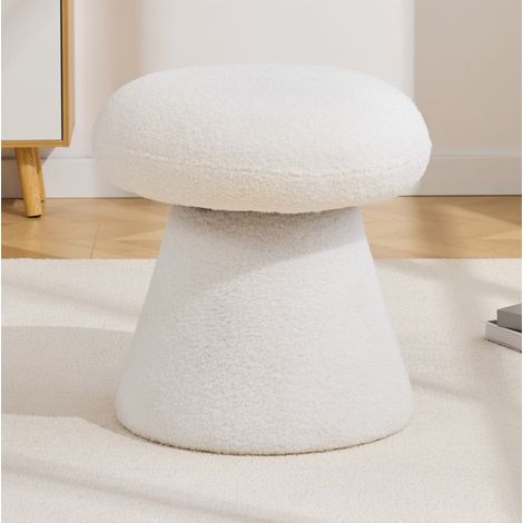 Pouf girevole a forma di fungo in tessuto Teddy bianco OKWISH (1/5)