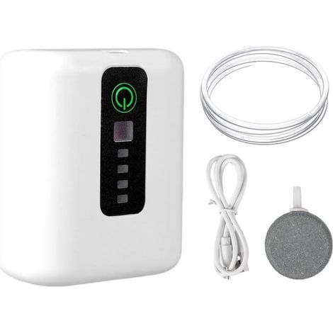 Leise per USB aufladbare Luftpumpe 1800-mAh-Akku-Luftpumpe mit Ausströmersteinen 2 Leistungsmodi für Angeln im Freien Stromausfälle und