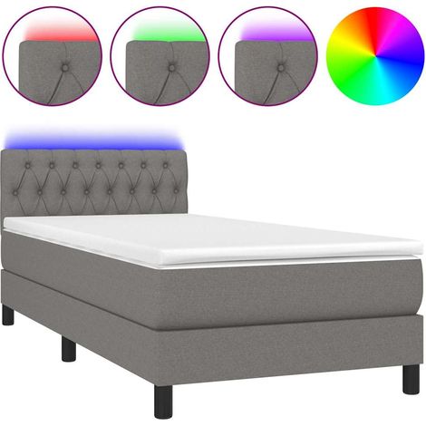 Maison Exclusive - Cama box spring colchón y luces LED tela gris (1/5)