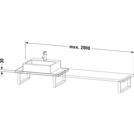 Duravit Konsole Compact L-Cube 80-200x48cm, 1 AS, Stär 3cm, we. matt (1/5)