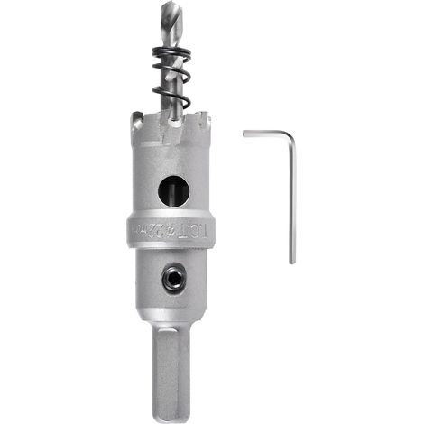 TCT Foret de scie cloche en carbure 22mm, Coupe-trou en carbure de tungstène, coupe-trou pour l'acier inoxydable, le métal, le fer, l'alliage, le cuivre, le bois et les plastiques (1/5)