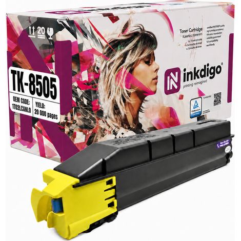 Toner Inkdigo TK8505Y compatibile con Kyocera TASKalfa4550ci TASKalfa5550ci Certificato TÜV (1/5)
