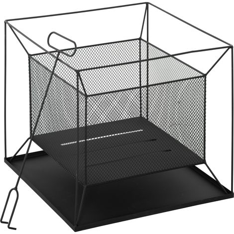 Braciere da Giardino Portatile in Metallo, Braciere da Esterno con Design Sospeso e Attizzatoio, 45x45x43cm Nero