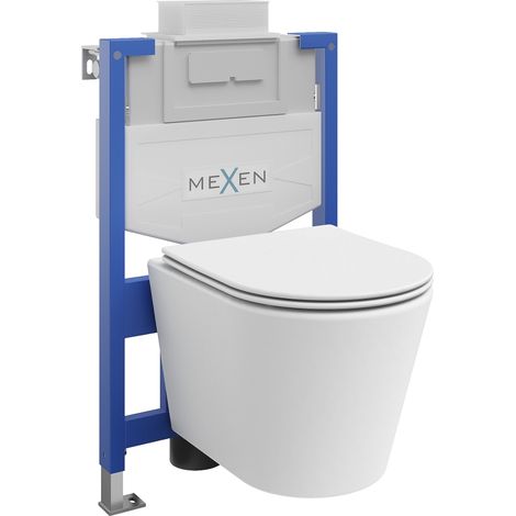 Mexen ensemble encastré WC cadre Fenix XS-U avec cuvette WC Rico et abattant à descente lente, blanc mat - 68530724001 (1/3)