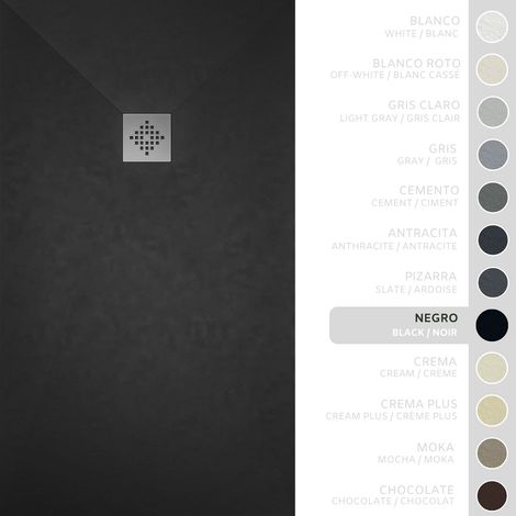 SOULBATH Receveur de Douche -Résine -Gel Coat -Texture Lisse/Pierre -Antidérapant -Couleur Noir - 160x80- Extra plat 3cm. Bonde de Vidage incluse - Standard (1/5)
