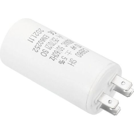 Bardusch - Condensateur CBB60 10uF 450V AC 4 bornes 50-60Hz Film polypropylène Plastique pour Pompe à eau Blanc 1Pcs