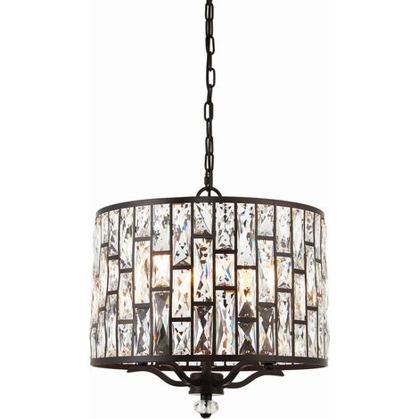 Endon - Luminaire suspendu à 5 ampoules au fini bronze foncé, cristal clair, E14 (1/5)