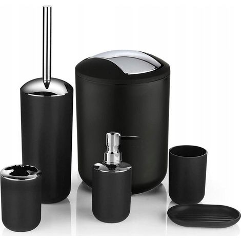 Set mit 6 Badezimmeraccessoires von Flores, schwarz (1/5)