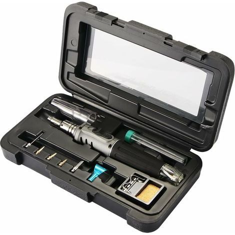 Soldador de butano - Kit de soldador de gas 10 en 1, encendido automático profesional, versátil para reparaciones, fabricación de joyas, soldadura de maquetas y placas de circuitos impresos. (1/4)