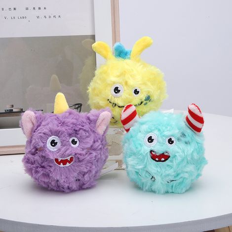Ensemble de 3 peluches pour animaux de compagnie qui couinent et aboient, deux en un, en forme de monstre (1/5)
