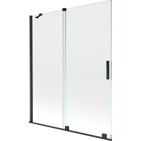 Mexen Velar écran de baignoire à 2 ailes coulissante 140 x 150 cm, transparent, Noir - 896-140-000-01-70 (1/5)