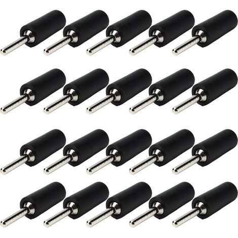 Lot de 20 fiches bananes mâles 2mm, laiton nickelé, connecteurs étanches noirs, kit accessoires (1/5)