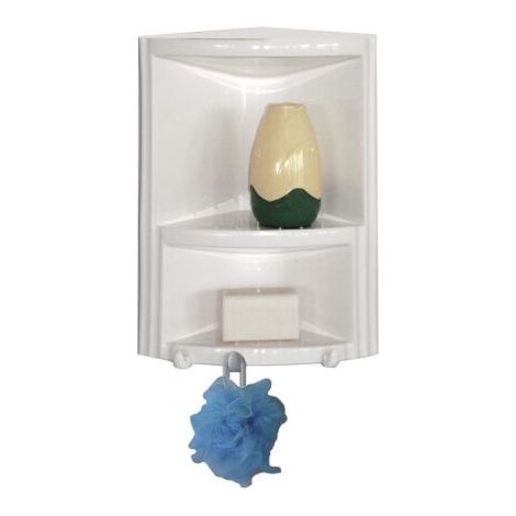 Meuble d'angle de douche d'angle mode'le Aretusa blanc hauteur 30 cm en ABS avec deux e'tage'res