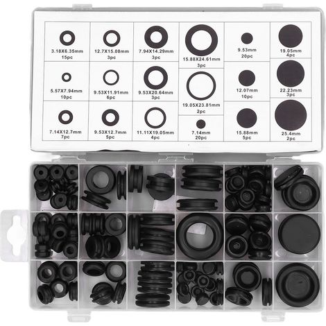 125 pièces œillets en caoutchouc d'étanchéité, kit de joints ronds assortis pour automobile (1/5)