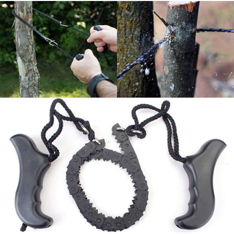 Scie à chaîne de survie Portable, tronçonneuse à main de poche, Camping d'urgence en plein air, outils de randonnée pour le jardinage, coupe du bois（noir） (1/3)