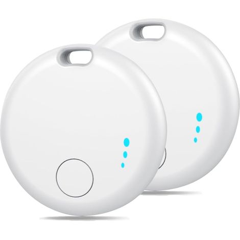Juego de 2 localizadores Bluetooth inteligentes para llaves, equipaje, carteras y mochilas, compatibles con iOS, resistentes al agua con certificación IP67 (blanco). (1/5)