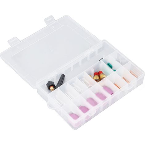 37-teiliges Set Zubehör für WIG-Schweißbrenner: Keramikdüsen, Schutzgläser, Düsen, Gaslinsen, Kollektoren, O-Ringe, hintere Kappen, PTFE-Frontkappe (1/5)