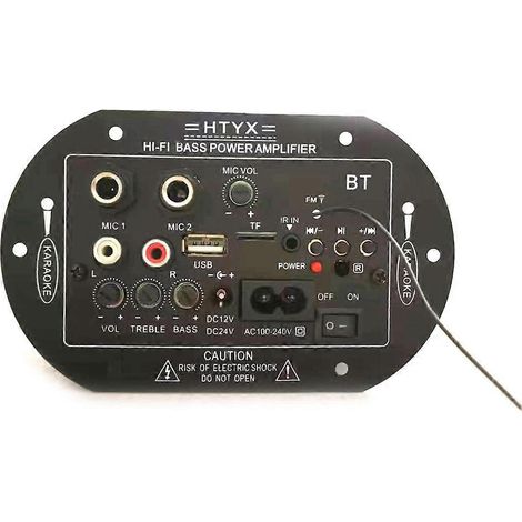 Carte d'amplification avec audio optique, Bluetooth, port USB, radio FM, lecteur de carte TF, caisson de basses pour la maison et la voiture (prise UE) (1/5)