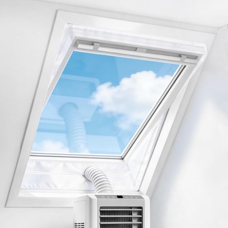Fensterabdichtung für mobile Klimaanlagen, Hot Air Stop zur Befestigung an Kippfenstern, Fensterabdichtung für Dachfenster von max. 300 cm, Fensterumfang 2 x 150 cm (1/5)