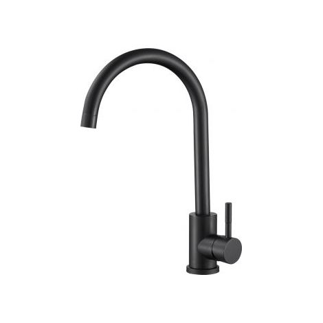 VALAZ Grifo de cocina monomando redondo giratorio negro mate serie Misisipi (1/2)