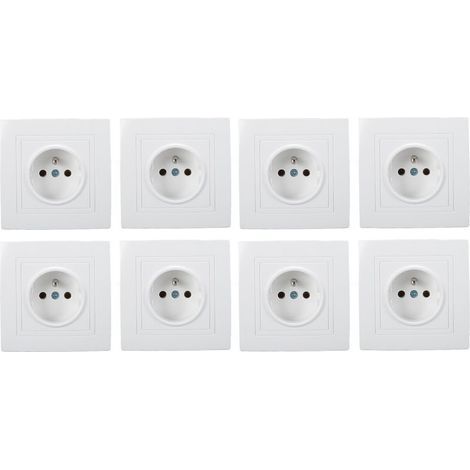 Lot de 8 prises murales standard françaises 16A 220V – Installation intégrée – Plastique PC – Pour bureaux et hôtels (1/5)
