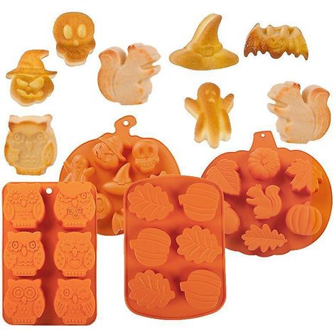 4pcs-moule Chocolat Pour Halloween Moule En Silicone Pour Gteau Citrouille Effrayant Moule En Silicone Pour Bougie En Pltre Moule Savon Fait La (1/5)