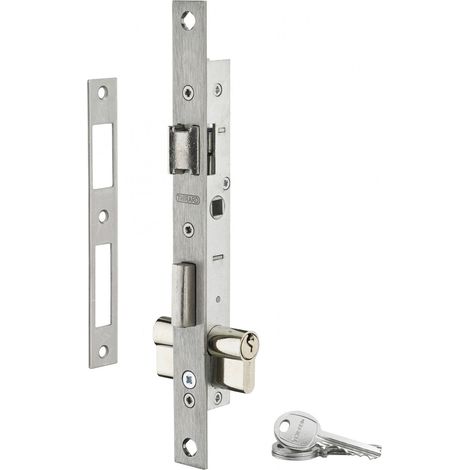 Thirard – Serrure monopoint encastrée 70 mm – Cylindre nickelé 30 x 30 mm – Pêne alliage nickelé – Gâche plate inox – Carré 8 mm (1/3)
