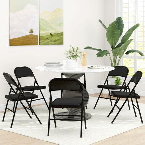 Lot de 2 chaises pliantes en métal, chaises pliantes en cuir de PU pour intérieur avec siège rembourré et dossier ouvert ChiMi (1/4)