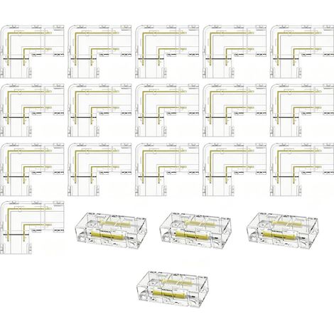 Connecteur Ruban LED 20Pcs 2 Broches 10mm Kit de Raccordement Sans Soudure Incluant 16 Connecteurs d Angle en L et 4 Connecteurs Carte a Carte pour Bande LED COB Eclairage de Maison et Bureau (1/5)