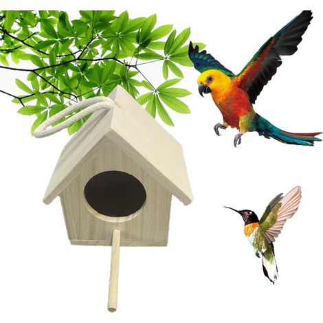 Cabane Oiseaux en Bois Suspendre, Bird House Elevage Boîte, Accessoires De Cage Boîte D'Élevage, pour Pinsons, Perruches, Perruches Calopsittes, Petits Oiseaux (14.3x11.6x11.6 cm) (1/4)