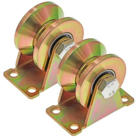 [JAMAIS UTILISÉ]2 Pcs Roue gorge V, roues pour portail coulissant 50mm, roues en acier avec rainure en V, pour portail coulissant,capacité de charge 270kg par roulette (1/4)