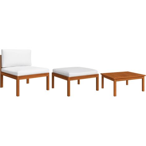 Salon de jardin 3 pcs Contemporain, Ensemble repas de jardin, avec coussins Bois d'acacia massif OIB6931E (1/5)