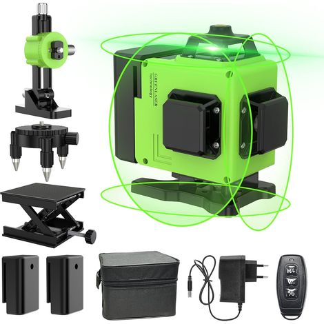 Niveau Laser 360°, Autonivelant Niveau Laser Vert Chantier à Ligne Croisée Verticale et Horizontale 3D,Convient pour la Mesure du Site et de la Maison (1/5)