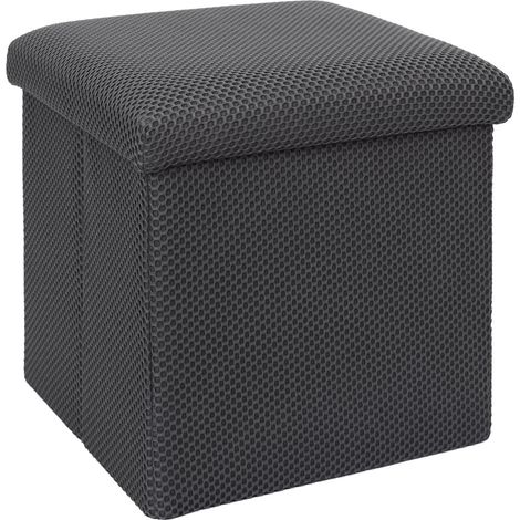 Coffre pouf pliable gris 38x38x38 cm