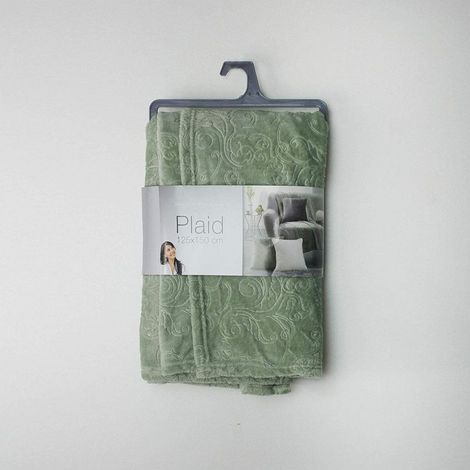 Plaid Couverture Flanelle Baroco Kaki 125 x 150 cm (1/2)