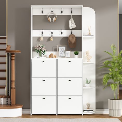 Möbel Schrank Aufbewahrung 120 24 200 cm Weiß OKMYHOME (1/5)