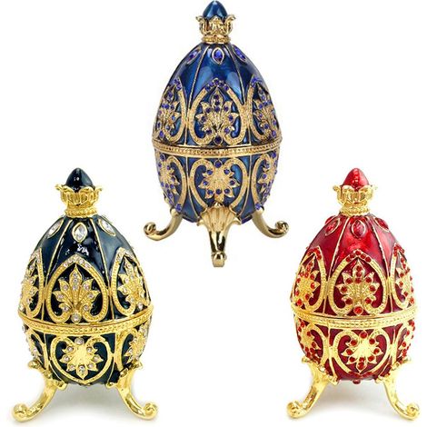 Boîte métallique œuf de Pâques décorative, coffret à bijoux diamanté, artisanat raffiné en métal pour Pâques (1/5)