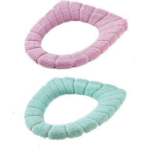 Housse de siège de toilette 2 pièces, coussin de toilette moelleux pour la salle de bain, coussin de toilette pour le coussin plus chaud, adapté à la plupart des toilettes O-U de la famille. (1/5)
