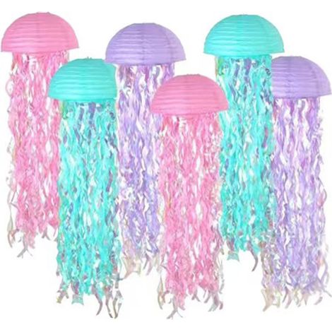 Guirlandes lanternes papillon de mer colorées en papier film demi-cercle déco anniversaire suspendues